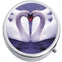 Heart Swans Medicine Vitamin Compact Pill Box - £7.69 GBP
