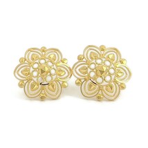 Authenticity Guarantee 
Vintage 1950&#39;s Filigree Flower Button Stud Earri... - £635.48 GBP