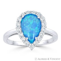 Lab-Created Opal &amp; CZ Crystal Right-Hand Cocktail Ring in .925 Sterling Silver - £21.28 GBP+