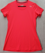Under armour T Shirt Top Womens Medium Coral Fitted Short Sleeve Round N... - $15.75