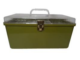 Vintage Wilson Mfg. Wil-hold Plastic Sewing Box Avocado Green with Tray,... - £11.44 GBP