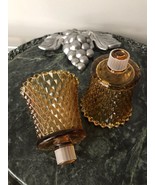 2 Candle Votives Peg HONEY AMBER Glass Diamond Point Farm House Chic Mid... - €31,01 EUR