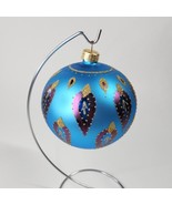 Vintage Blue Purple Gold Glitter Painted Design Ornament Poland Peacock - £19.95 GBP