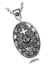 Jesus Christ Sacred Heart Medal Cross Christian - £175.94 GBP