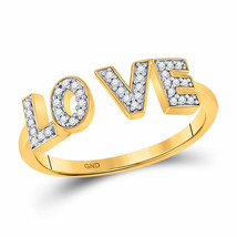10kt Yellow Gold Womens Round Diamond Bisected Love Fashion Ring 1/10 Cttw - £191.56 GBP