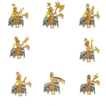 16 Golden Iron Cavalry Mounted on Skeleton Horses Mini figures Building Blocks - £22.29 GBP