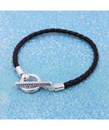 2022 Summer Sterling Silver Braided Leather T-bar Moments Bracelet  - £18.17 GBP+