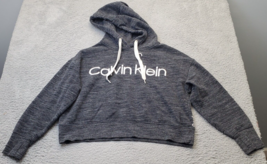 Calvin Klein Crop Hoodie Womens Medium Gray Space Dye Long Sleeve Pullov... - $23.05