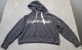 Calvin Klein Crop Hoodie Womens Medium Gray Space Dye Long Sleeve Pullov... - £17.74 GBP