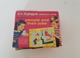 Vintage 1964 Playskool Match Ups People&amp;Their Jobs Matching Puzzle Game ... - £15.94 GBP