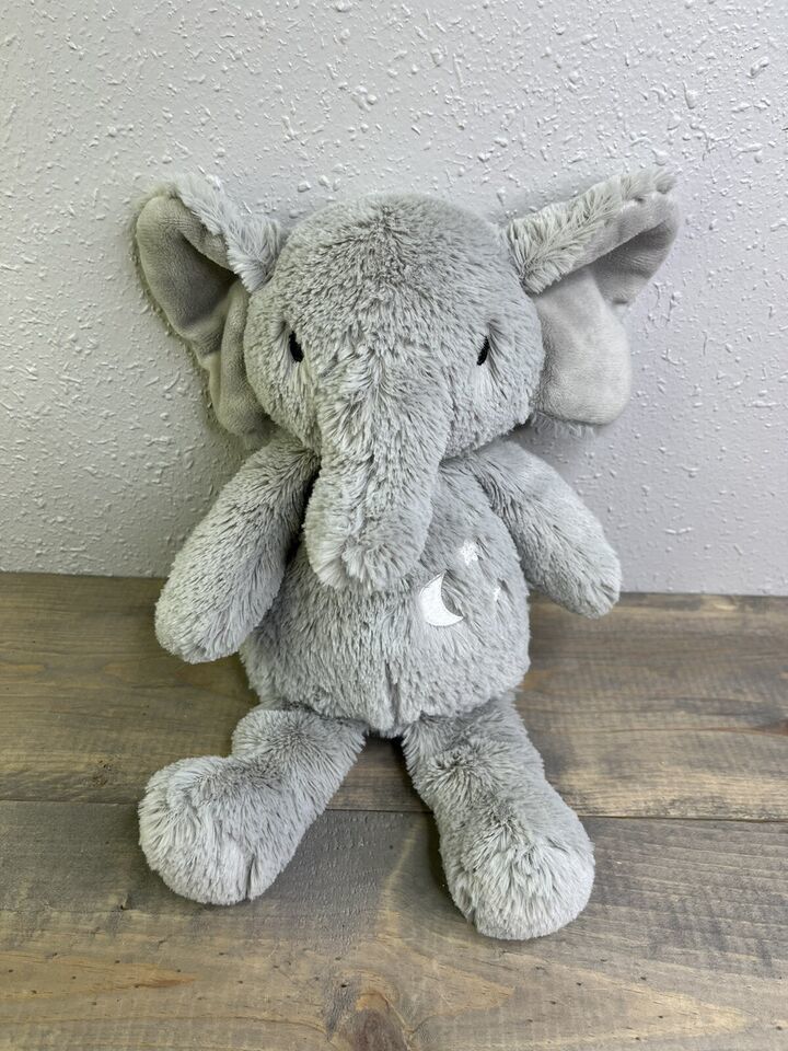 Carters 11 inch plush elephant lovey embroidered stars moon gray - $24.74