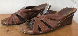 Aerosoles Vine Rack Brown Leather Strappy Stitched Boho Wedge Sandals He... - $29.99