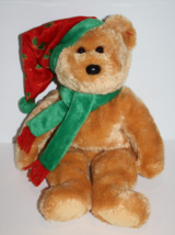 Ty Beanie Buddies Buddy Holiday Teddy Bear 15" Plush Hat & Scarf Xmas 2003 2004 - £9.86 GBP