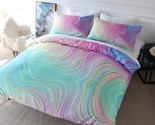 Rainbow Bedding Set Modern Pattern Duvet Cover Set Pastel Marble 3D Prin... - $73.99