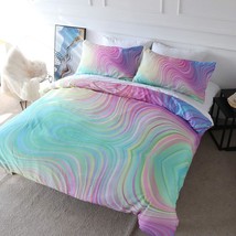 Rainbow Bedding Set Modern Pattern Duvet Cover Set Pastel Marble 3D Printed Comf - £58.18 GBP