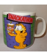 Garfield Cat Snackathon Coffee Mug  10 oz Cup 1986 Colorful Sandwich Car... - £12.01 GBP