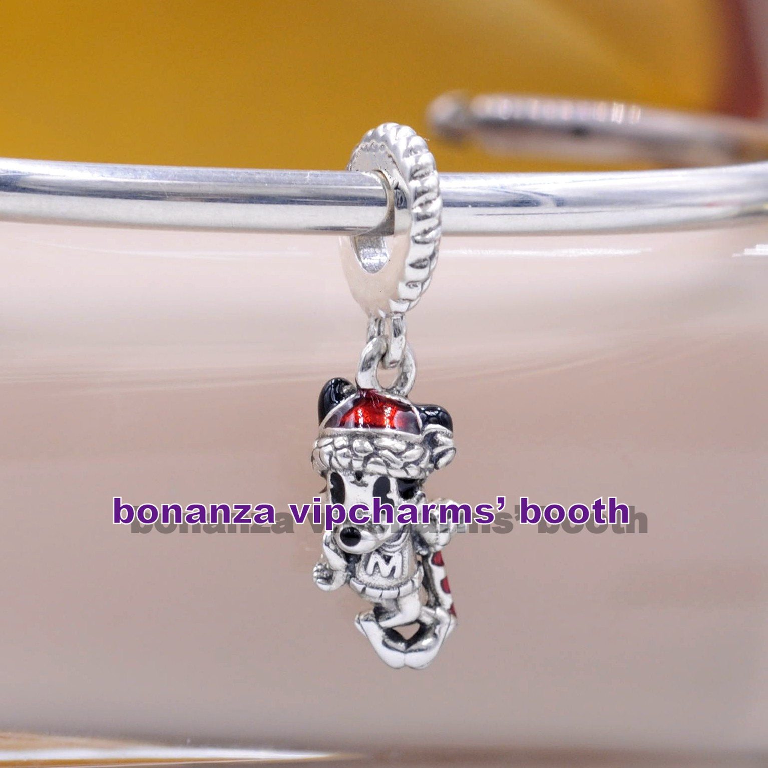 2022 Winter Release 925 Sterling Silver Disney Mickey Christmas Dangle Charm Item image 2