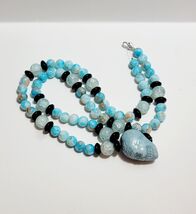 Vintage Skull Costume Handmade Necklace Blue Bead 12&quot; B65 - €18,49 EUR