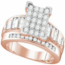 10kt Rose Gold Round Diamond Cluster Bridal Wedding Engagement Ring 1 Ctw - £824.51 GBP