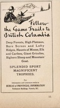 1937 Print Ad Follow Game Trails to British Columbia Provincial Vancouver,BC CAN - $8.35