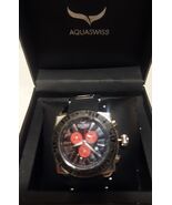 AQUASWISS Chronograph SWISSport Swiss Watch silver black red New - $286.11
