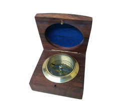 [Pack Of 2] Brass Desk Compass w/ Rosewood Box 3&quot;&quot; - £57.34 GBP