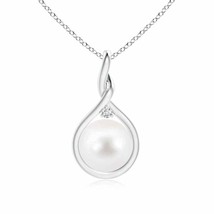 Angara 9mm Freshwater Pearl Infinity Pendant Necklace in 14K White Gold - £344.04 GBP