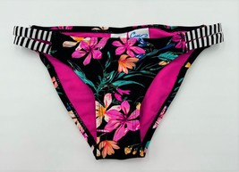 California Waves Bikini Swim Bottoms Black Floral Multicolor Size Xs $48 - Nwot - £5.02 GBP