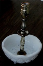 Nice Vintage Milk Glass Footed Bowl Desk Lamp, Milk Glass Vgc Gorgeous Pattern - £31.65 GBP