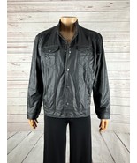 Men&#39;s INC Cotton Blend Black Faux-leather feel Coated Moto Jacket NWOT L... - £27.53 GBP