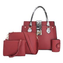 4PCS Women&#39;s Bag 4 pcs Set Fashion PU Leather Ladies Handbag Serpentine Messenge - £88.36 GBP