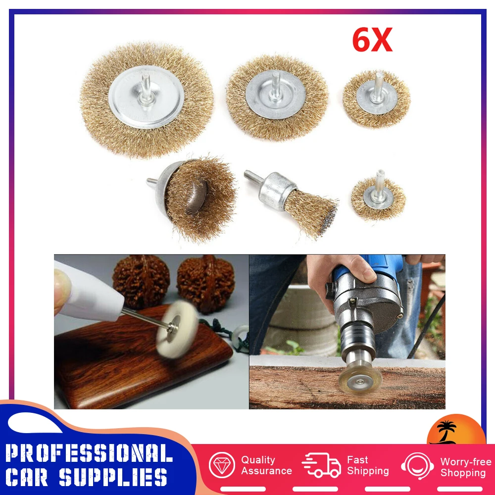 6PCS 6mm Shank Rotary Wire Wheel Set Brush Cup Shank Rust Paint Weld Removal - $223.19