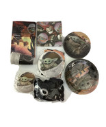 Star Wars Party Lot Tablecloth Plates Napkins Balloons Baby Yoda Decor  ... - £12.58 GBP