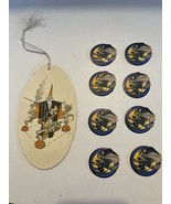 8 Old Vintage Halloween Diecut Die Cut Seals Witch Unused &amp; Wizard Score... - £46.46 GBP