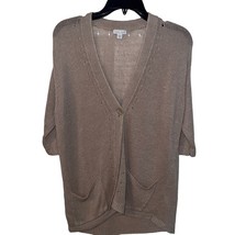 J. Jill Love Linen 100% Linen Short Sleeve Knit Cardigan Laggen Look Wom... - $14.20
