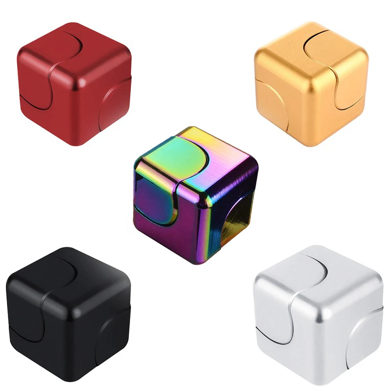 Fidget Spinner Metal Magic Cubes Fingertip Toys Desktop Square Spinning Tops - £10.43 GBP