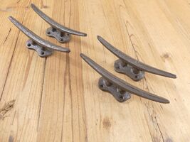 4 Cleat Boat Hooks Handles Pull Cast Iron Ship Dock Nautical Decor Rusti... - $26.49
