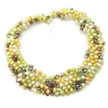 Green Meadows Freshwater Dyed Pearls Bib Necklace - £48.01 GBP