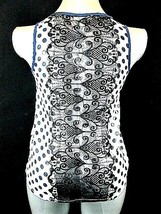 Monteau womens Small White Blue Polka Dot Lace Back Top (O)pm1 - $5.35