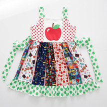 NEW Boutique Back to School Apple Girls Sleeveless Panel Twirl Dress - £5.10 GBP+