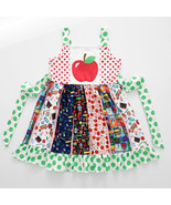 NEW Boutique Back to School Apple Girls Sleeveless Panel Twirl Dress - £5.02 GBP+
