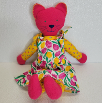 Vintage 1997 North American Bear Co. Ragtime Cat Plush Doll Pink Yellow Floral - £45.08 GBP