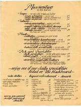 Maximilien in the Market Menu Pike Place Seattle Washington 1980&#39;s - £14.24 GBP