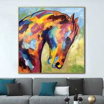 Abstract Horse Paintings On Canvas Colorful Animal Wall Decor | RAINBOW ... - £277.48 GBP