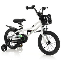 Kid&#39;s Bike with 2 Training Wheels for 3-5 Years Old-White - Color: White - £141.54 GBP