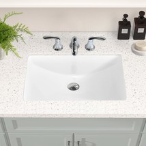 The Eqloo Rectangular Undermount Bathroom Sink Is A White Ceramic Lavatory - $91.94