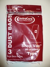 Shop Vac 906-68 Type B EnviroCare Vacuum Cleaner Bags/ 3 pack - Generic w/D - £11.93 GBP
