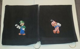 Super Mario Brothers Luigi &amp; Mario Golf Sport Towel Set 16x18 Black  - £21.50 GBP