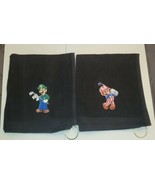 Super Mario Brothers Luigi &amp; Mario Golf Sport Towel Set 16x18 Black  - £21.33 GBP