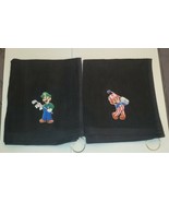 Super Mario Brothers Luigi &amp; Mario Golf Sport Towel Set 16x18 Black  - £20.28 GBP